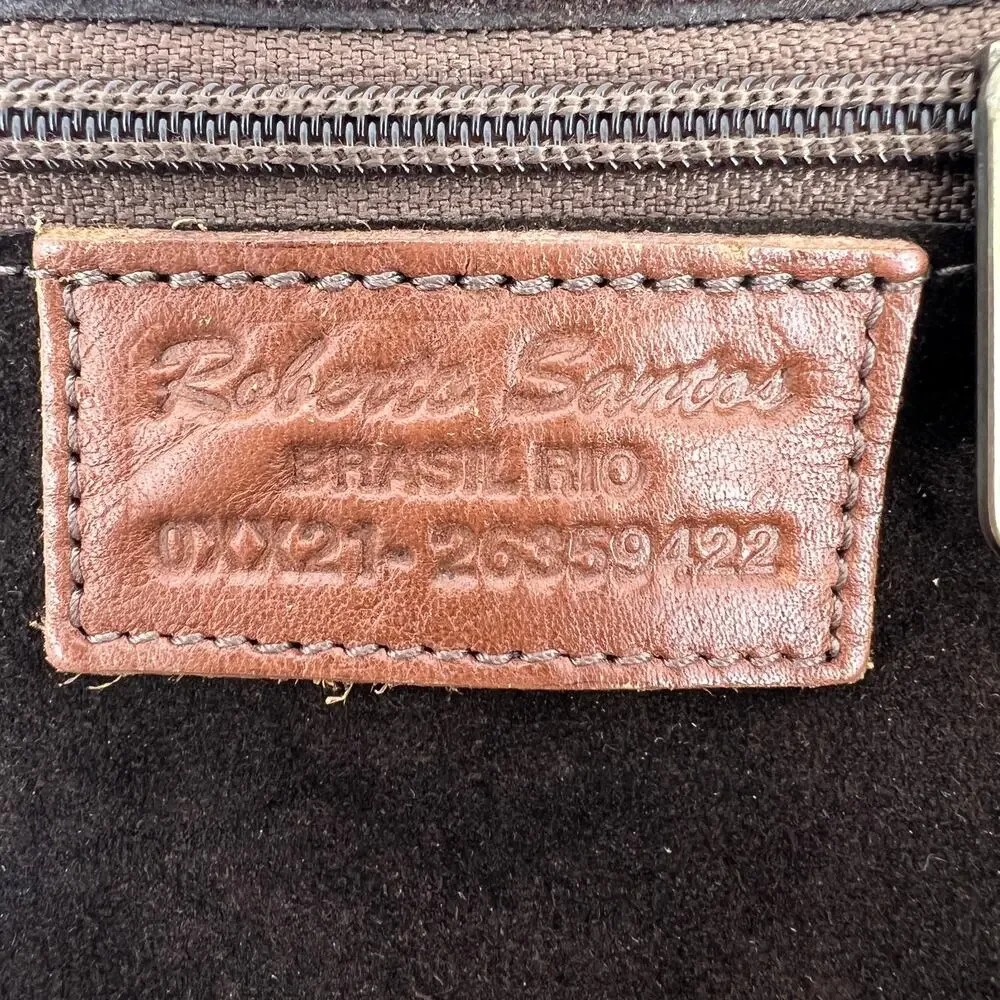 Vintage Roberto Santos Brasil Rio Brown Suede Backpack Purse With Coin Purse